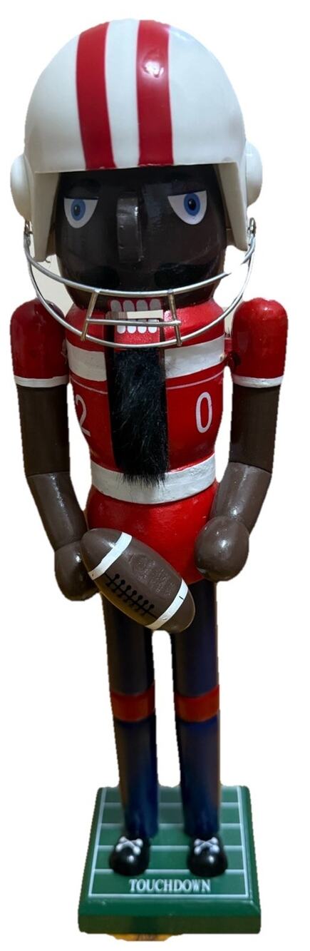 Sports NUTCRACKER Football Touchdown Wooden Christmas Figurine 15 Inches